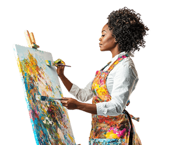 Art Change Lives impact driven artist drawing on a canvas